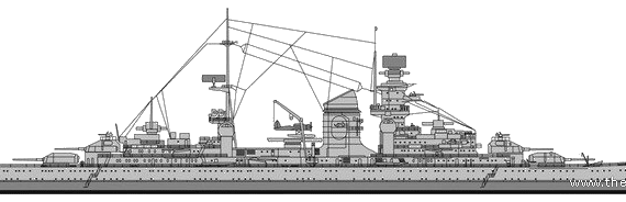 Корабль DKM Prinz Eugen [Heavy Cruiser] (1938) - чертежи, габариты, рисунки